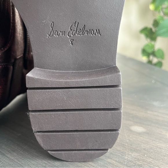 SAM EDELMAN Lind Moto Boots in Bordeaux Leather Size 8 - Picture 13 of 15